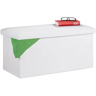 Relaxdays Sitzbank Kunstleder Weiß 37,5 x 76,5 x 38,5 cm