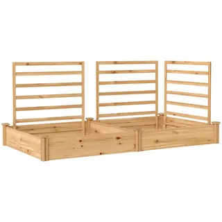 Outsunny Hochbeet mit 3 Rankgitter aus Tannenholz Naturholz , Naturfarben , Holz , 304 L , 125x102x240 cm , Gartenzubehör, Hochbeete