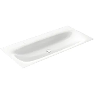 KEUCO EDITION 11 ART Einbau-Doppelwaschtisch aus Stahl-Emaille, 1206x4x493mm, mit 2x1 Hahnloch, 32590511202, Farbe: Weiß