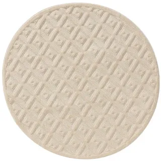 benuta Teppich Creme, Kunststoff, Rund, 160x160 cm pflegeleicht, Teppiche - Böden, Teppiche