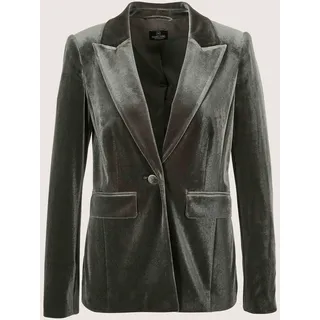 Jackenblazer MADELEINE "Samtblazer Eleganter Samtblazer mit breitem Revers", Damen, Gr. 36, grau (bleigrau), Obermaterial: 95% Polyester PES. 5% Elasthan EL., Modern, Blazer Jackenblazer, Samt