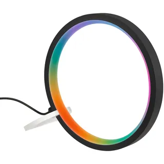 BRILONER - LED Tischlampe mit Fernbedienung, dimmbar, RGBIC, Musiksensor, Timer, LED Lichtring, Schreibtischlampe, Tischleuchte, Nachttischlampe, Gaming Deko, Party Deko, 20x20 cm, Schwarz