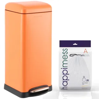 happimess HPM1007G Betty Retro-Mülleimer, 30 L, Step-Open-Mülleimer, fingerabdruckresistent, modern, minimalistisch, für Zuhause, Küche, Waschküche, Büro, Schlafzimmer, Bad, Orange (Carrot Cake)