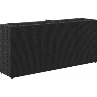 Hochbeet mit 2 Fächern Schwarz 90x20x40 cm Poly Rattan - Schwarz
