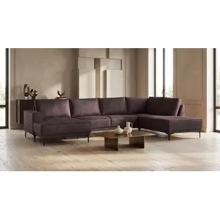 OTTO home »XXL Sofa Oland, Struktur, Flachgewebe, Luxus-Microfaser, Boucle« U-Form, 345 cm, Wellenunterfederung, Skandi-Design, Metallfüße,