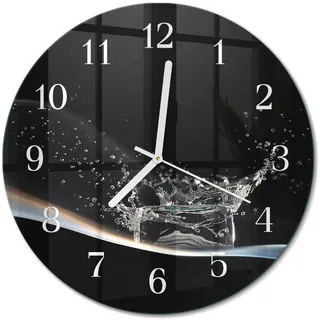 Tulup Glasuhr Wanduhr 30 cm 30fi schwarz/türkis