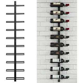 Shally Dogan Wandregal für Weinflaschen mit 10 Fächern, Wandregal, Industrielles Design, ideal für Ecke Bar für Küche, Esszimmer und Keller
