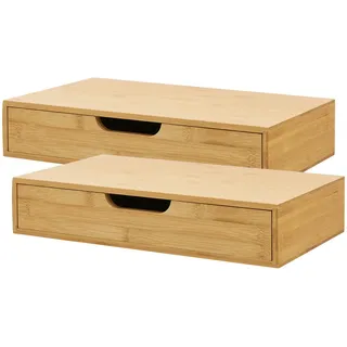 [en.casa] Wandregal-Set 2 Tlg. Bokn , Naturfarben , Holz , Bambus , Rechteckig , 40x8x24 cm , Wohnzimmer, Regale, Wandregale