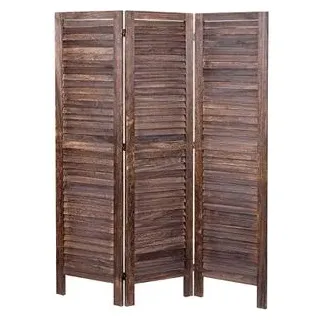 Mendler Paravent HWC-G30, Trennwand Sichtschutz Raumteiler, Shabby-Look 170x120cm ~ braun