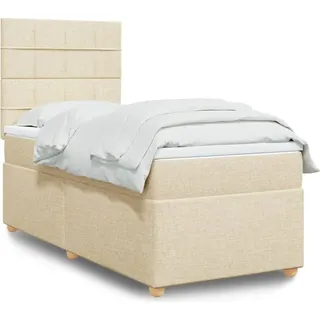 Möbel Bettrahmen mit Lattenrost,Boxspringbett mit Matratze Creme 90x200 cm Stoff - Schlafzimmer Betten"Design 2024" DE71102881 - Creme