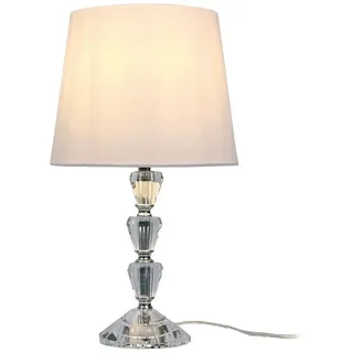 Relaxdays Tischlampe Kristall Stoffschirm Weiß