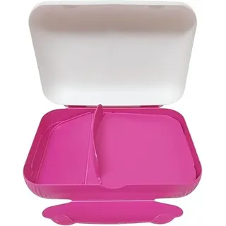 Tupperware to Go Lunchbox Clevere Pause XXL mit Trennwand Eco+ Schule Brotdose mit Abteilung weiß pink mit Motiv