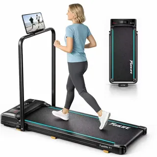 FunLife F1 Walking Pad klappbar – 3-in-1 Untertisch Laufband mit Haltegriff, 1–8 km/h, kompakt & leise für Zuhause, Büro & Homeoffice - Blau