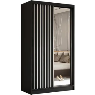 beautysofa Schwebetürenschrank Helix 120 x 216 x 61 cm Schwarz/Weiß