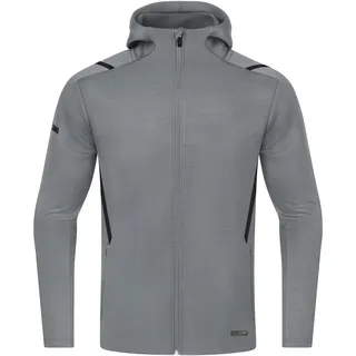 JAKO Herren Freizeitjacke Challenge mit Kapuze, Steingrau-Meliert/Schwarz, L