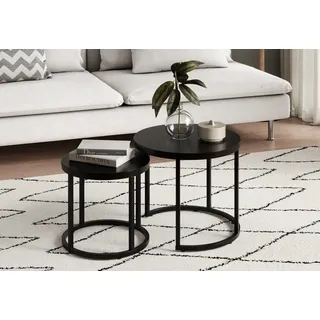 home collective Couchtisch Rund Schwarz Holz 50 x 50 cm