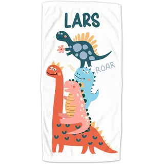 GRAZDesign Handtuch Dino mit Namen personalisiert für Kinder, Badetuch Kinderhandtuch - 100x50cm