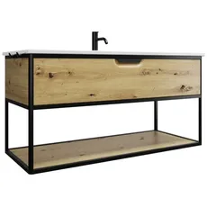 Burgbad Vry Keramik-Waschtisch mit Waschtischunterschrank, offenes Fach, 1230x600x496mm, SGUJ123, Farbe: Eiche Dekor Urban