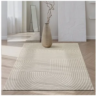 The CarPET Santo Plus - Teppich für Wohnzimmer & Schlafzimmer, Hochwertig, Pflegeleicht & Langlebig, Modernes Design, auch für Outdoor geeignet, Beige, 120 x 160 cm