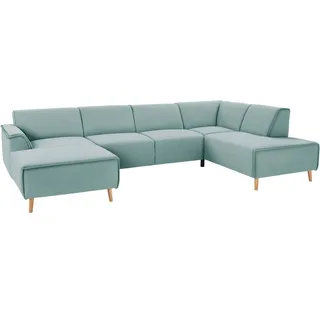 andas Wohnlandschaft »Janek Scandic Design, elegant und zeitlos U-Form« mit Federkern und Keder in scandinavischem Design, grün