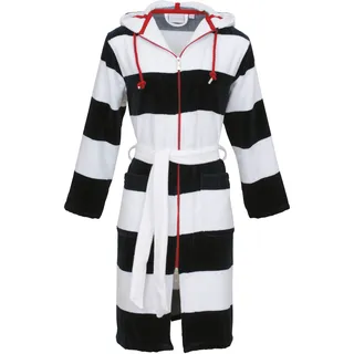 Damenbademantel CARL ROSS "106410" Gr. 40, blau (night blau, weiß), 40/42, Velours, Hausmäntel, Damenbademantel