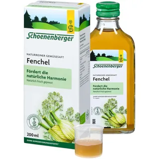Schoenenberger - Fenchel naturreiner Gemüsesaft - 1x 200 ml Glasflasche - fördert die natürliche Harmonie - natürlich frisch gepresst - bio