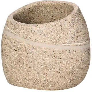 Sadena Zahnputzbecher , Beige , Kunststoff , Steine , 7.8x6.7x7.8 cm , Badaccessoires, Zahnputzbecher