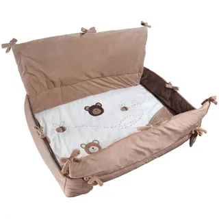 Patinio Laufgittereinlage , Braun, Creme, Beige , Textil , Bär , Füllung: Polyester,Polyester , 95x95 cm , EN 71 , weich und anschmiegsam , Babymöbel & Kindermöbel, Babyzimmer, Laufgitter