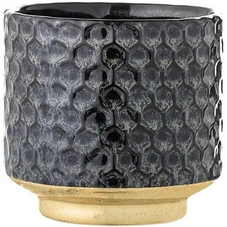 Bloomingville Blumentopf, blau Gold, 21259851, blau-schwarz, 10 cm