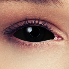 DESIGNLENSES Komplett schwarze Full Sclera große farbige Kontaktlinsen mit 22mm Durchmesser, 1 Paar (2 Stück) + Aufbewahrungsbehälter "Black Witch"