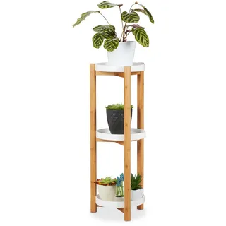 Relaxdays Blumenregal , Hellbraun , Holz, Holzwerkstoff , 30x79x30 cm , Wohnzimmer, Wohnzimmertische, Blumenständer