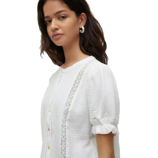 Vero Moda Natali 2/4 Lace Kurzarm-bluse - Snow White - XS