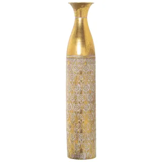 Alexandra House Living Bodenvase in Weiß, Gold, Metall, 12 x 12 x 63 cm