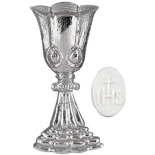 Rayher 3120022 Wachsmotiv: Kelch + Hostie, 6 cm, SB-Btl. 1 Stück, silb, Silber