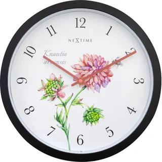 NeXtime Wanduhr Knautia Kunststoff schwarz Ø 30,5 cm Innen/Außen Gartenuhr - Schwarz