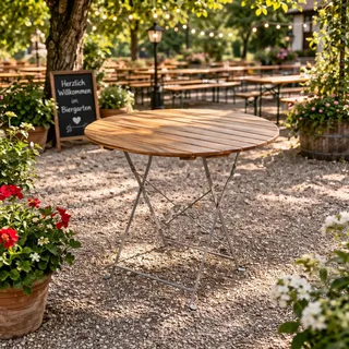 Biergarten Tisch Klapptisch Gartentisch Stehtisch klappbar Stahl Ø80cm - Silber