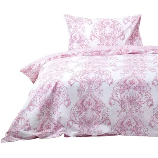 Homescapes Wendebettwäsche Toile-De-Jouy Textil Rosa 135 x 200 cm
