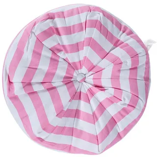 Homescapes Bodenkissen rund, rosa-weiß gestreift, Ø 40/15 cm , Rosa , Textil , Gestreift , Füllung: Polyester , Rund , 40x15x40 cm , Oeko-Tex® Standard 100 , Heimtextilien, Wohntextilien, Kissen