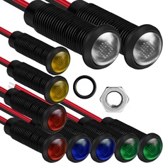 Gebildet 10 Stück LED-Kunststoff-Kontrollleuchte, Kontrollleuchte, 110–220 V, Montagelochgröße 6 mm (Rot/Orange/Blau/Grün/Weiß)
