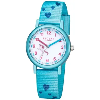 REGENT F-1208 Quarz Armbanduhr Blau Textilarmband