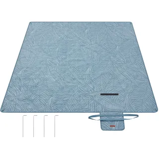 SONGMICS Picknickdecke, 200 x 200 cm, mit 4 Erdankern, groß, Campingdecke, für Park, Garten, Strand, wasserdicht, maschinenwaschbar, faltbar, hellblau mit tropischem Farn GCM010Q02