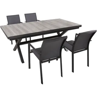 Garden Pleasure Tischgruppe »RANA Set 08«« Set, 5 Stk. tlg. 4 Stühle (stapelbar), Tisch LxB: 202x100 cm,