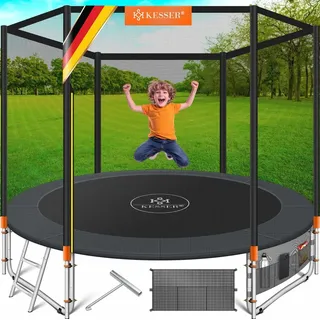 Kesser KESSER® - Trampolin TÜV Rheinland GS Zertifiziert Komplettset mit Sicherheitsnetz, Leiter, Randabdeckung, Seitentasche & Zubehör Kindertrampolin Gartentrampolin Belastbarkeit 150 kg