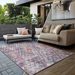 otto home Teppich »Oryn« rechteckig 8 mm Höhe Flachgewebe, modern kariert, In- und Outdoor geeignet