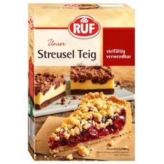RUF Streusel Kuchen, Backmischung für Streuselteig, Mischung für Obst-Kuchen mit Pudding oder Apple Crumble, vegan