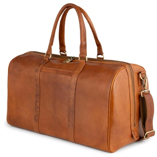 Berliner Bags Vintage Weekender Boston, Reisetasche aus Leder, Duffel Bag, Sporttasche, Groß 40L, für Herren und Damen - Braun