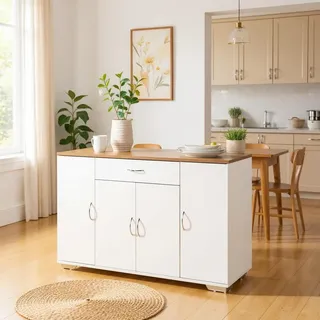 FurnitureR White Midi-Hochschrank, Moderner Stil, MDF Material, Großzügiger Stauraum, Für Küche und Haushalt