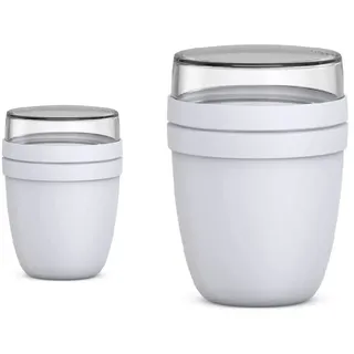 Mepal - Lunchpot Ellipse Duo Pack - Praktischer Müslibecher, Joghurtbecher, To Go Becher - Geeignet für Tiefkühler, Mikrowelle & Spülmachine - 300 & 500 ml - Cool Grey