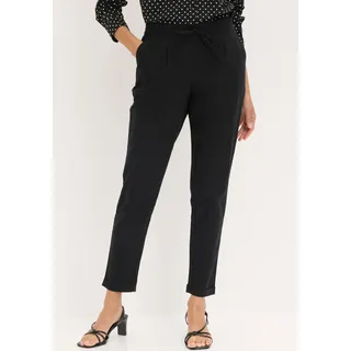 bonprix Leinenhose "Leinenhose" aus Leinen und Baumwolle, Regular Fit, mit elastischem Gummibund, schwarz