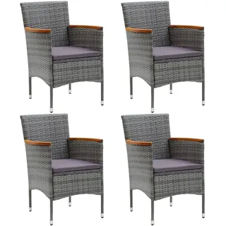 Garten-Essstühle 4 Stk. Poly Rattan Grau - Grau